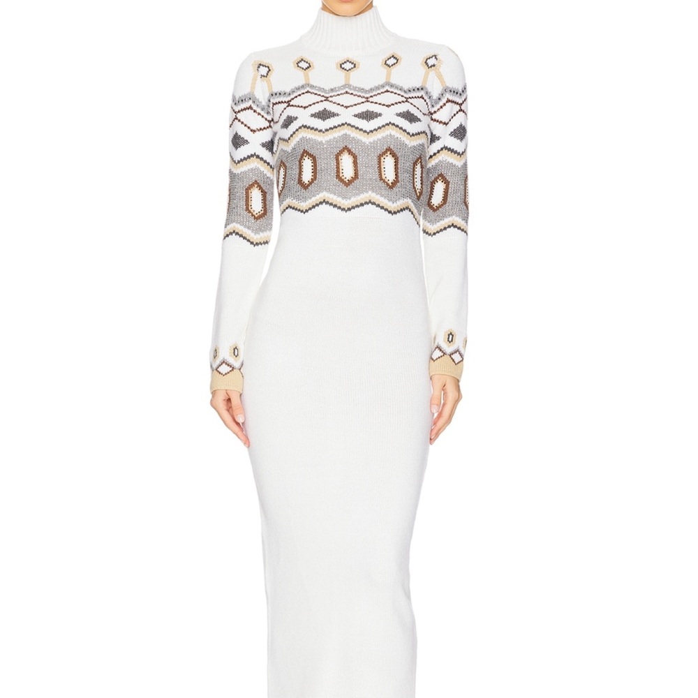 Retrofete White and Brown McCoy Dress